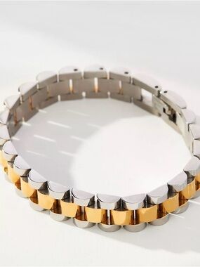 Two-Tone Stainless Steel Bracelet - Women’s Jewelry 7”